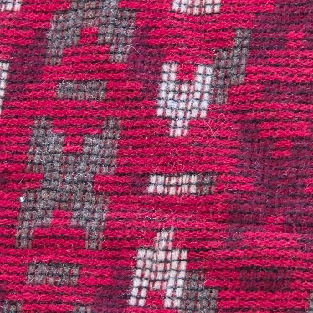 WOOLRICH Wool Throw Blanket USA Aztec Pattern Sherpa Back 56 x 68 Burgundy NWOT